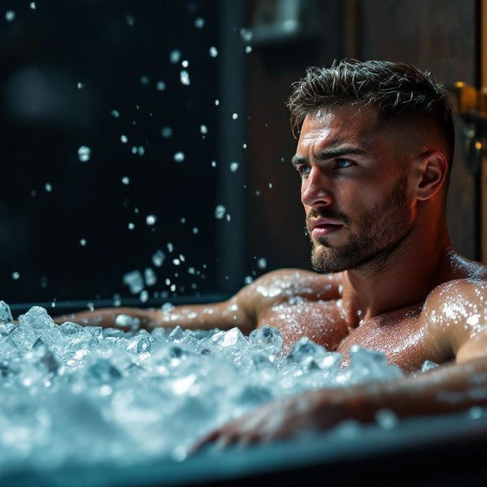 man in home ice bath
