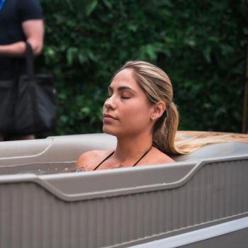 woman in ice bath