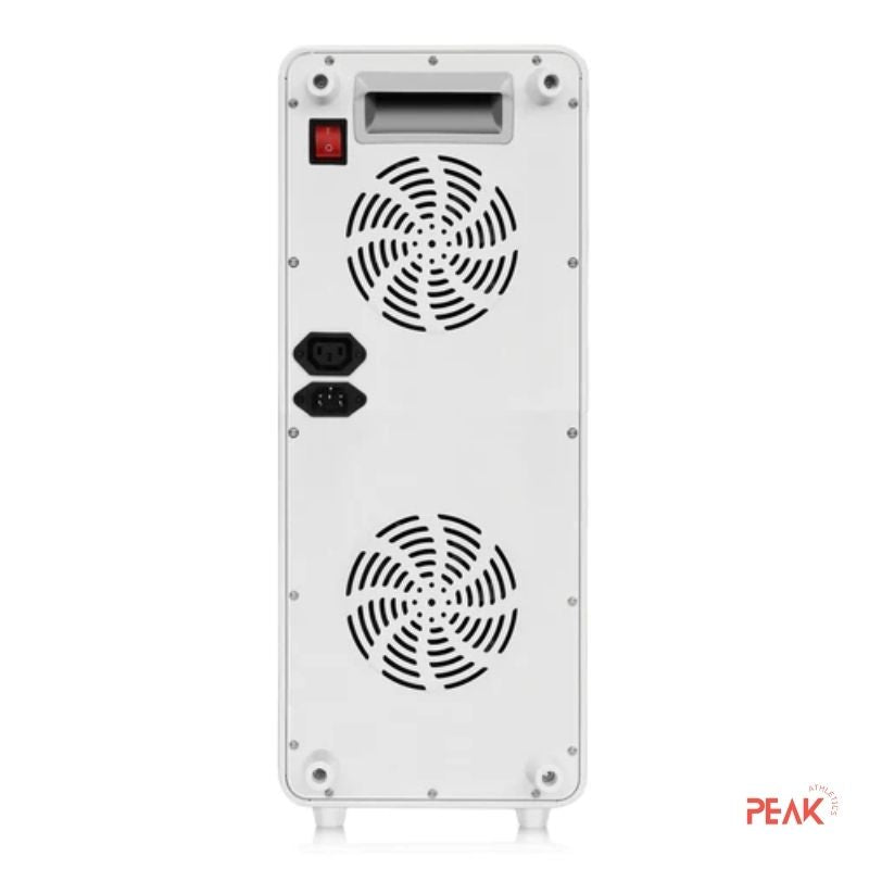 An image of the back of the PowerPanel MID. It has a power button and two large size fans to keep the device cool