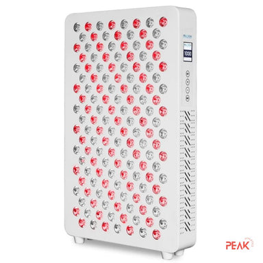 The image shows the PowerPanel pro from one side. It's a medium size red light therapy panel