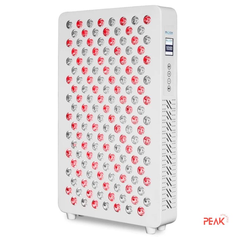 The image shows the PowerPanel pro from one side. It's a medium size red light therapy panel