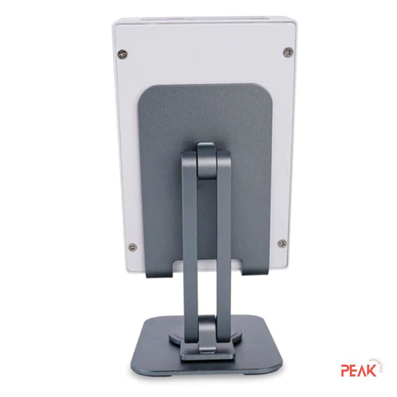 This is a photo of the PowerPanel Portable and the stand from the back so you don't need to hold the device to enjoy a red light session. 