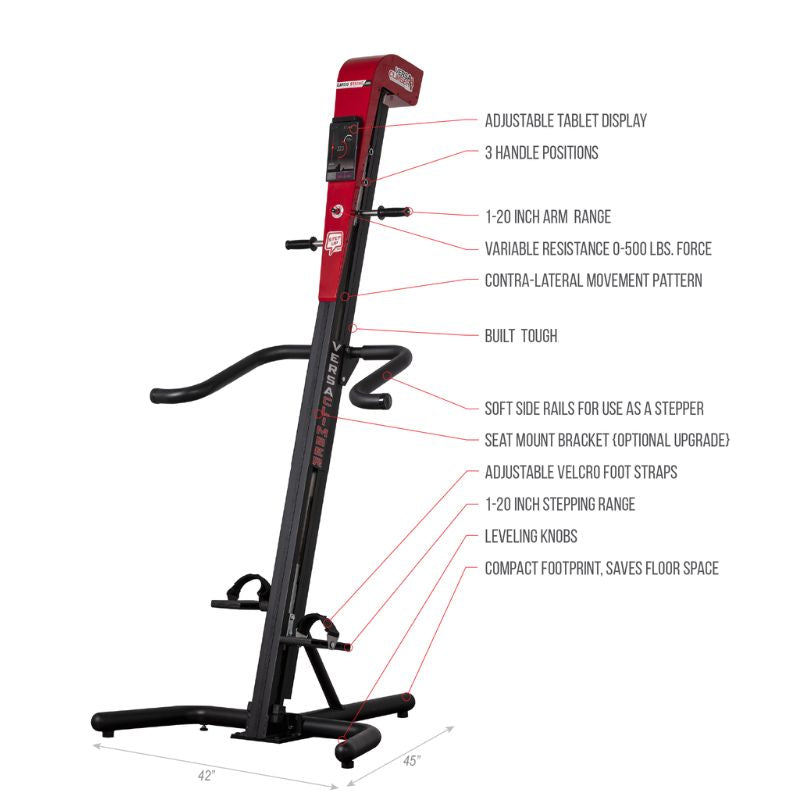 All the features that come with the VersaClimber TS. From  the adjustable foot straps, to the variable resistance force, soft handles, etc. 