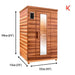 Dimensions of a health mate infrared sauna for two people: length 194cm (6'4''), width 122cm (4'0'') and depth 113cm (3'9'')