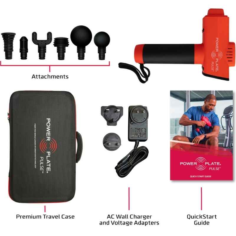 Pulse 3.0 Manual Massage Tool with all the attachments, premium travel case and the quickstart guide